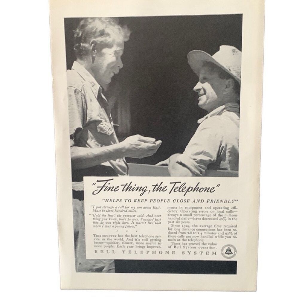 Vintage 1936 Bell Telephone Fine Thing The Telephone Ad Advertisement
